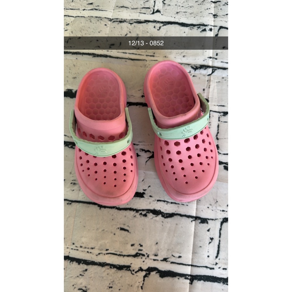 Joybees Kids Everyday Clogs Pink Mint Green Slip On Water Shoes Size 12/13